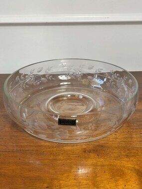 Vintage Toscany Hand Blown Hand Cut Crystal Chip and Dip Bowl 11" Romania